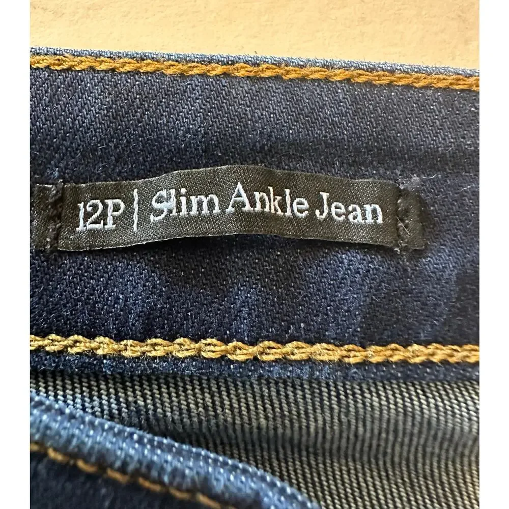 Talbots Denim Slim Ankle Jeans Dark Wash Women’s Size 12 Petite Stretch - Picture 6 of 8